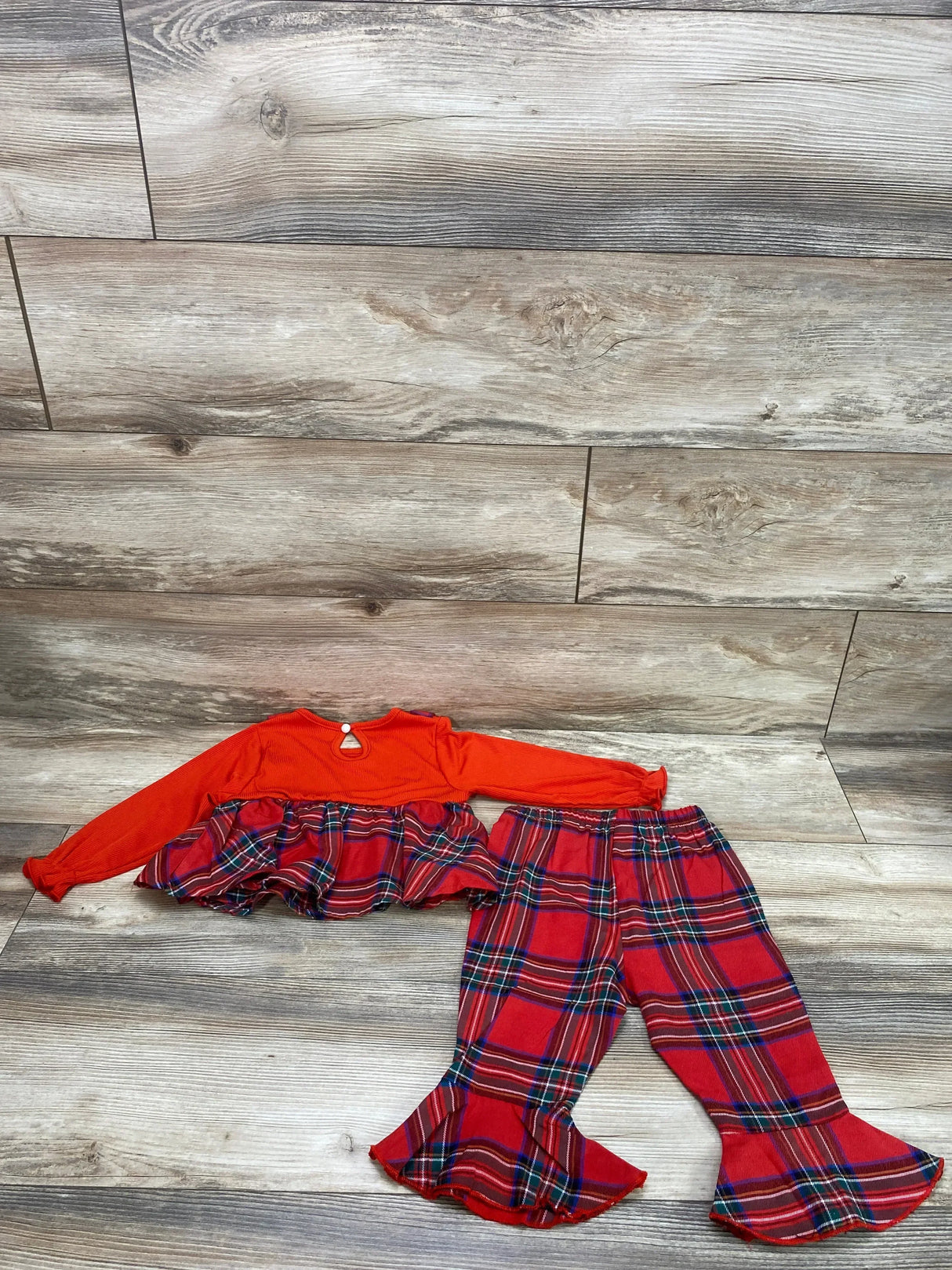 2pc Ribbed Plaid Top & Pants Red sz 12-18m - Me n Mommy To Be