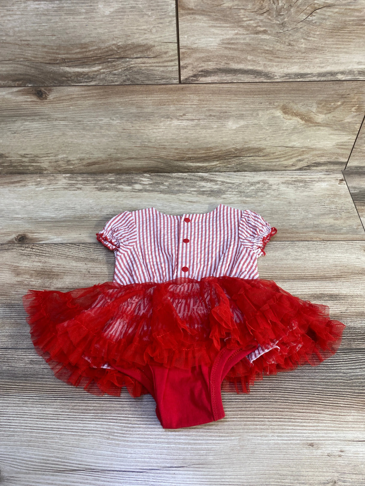 Disney Parks Minnie Mouse Disneyland Striped Tulle Bodysuit Dress Red sz 6m