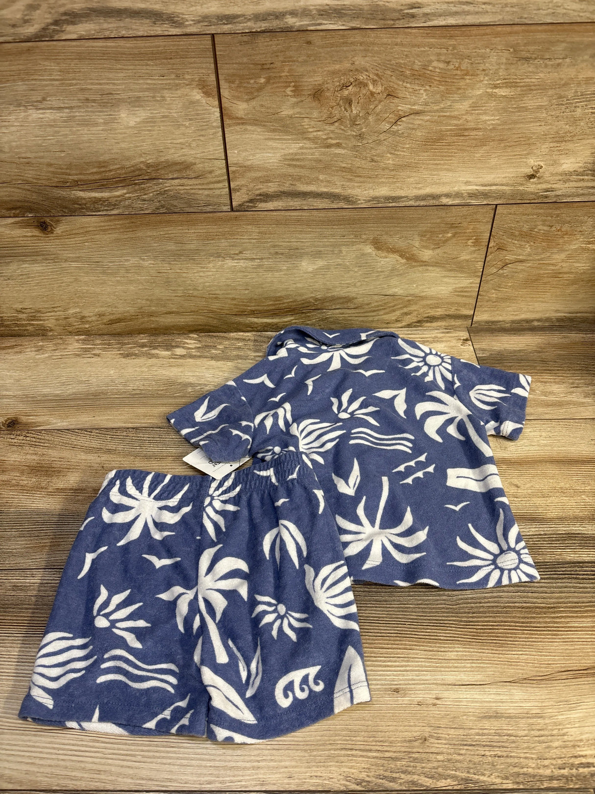 NEW Grayson Mini 2pc Textured Woven Shirt & Shorts Set Blue sz 2T