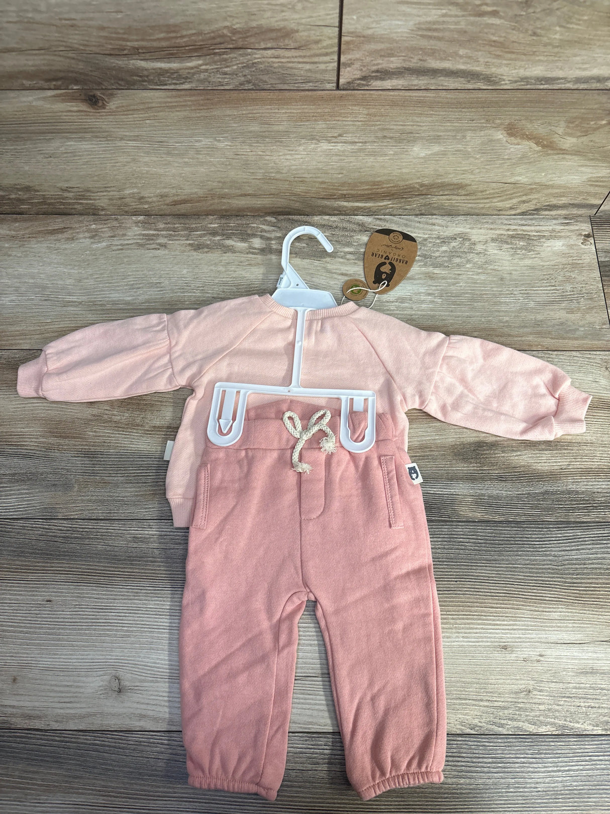 NEW Rabbit Bear 2pc Sweatshirt & Joggers Set Pink sz 3-6m