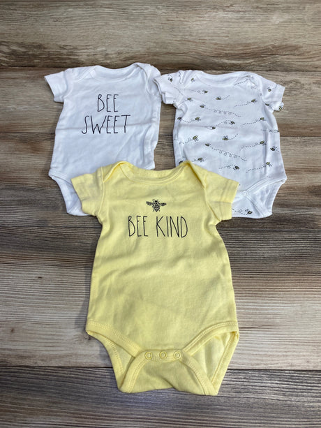 Rae Dunn 3pk Bee Kind Bodysuits Yellow/White sz 3-6m - Me n Mommy To Be