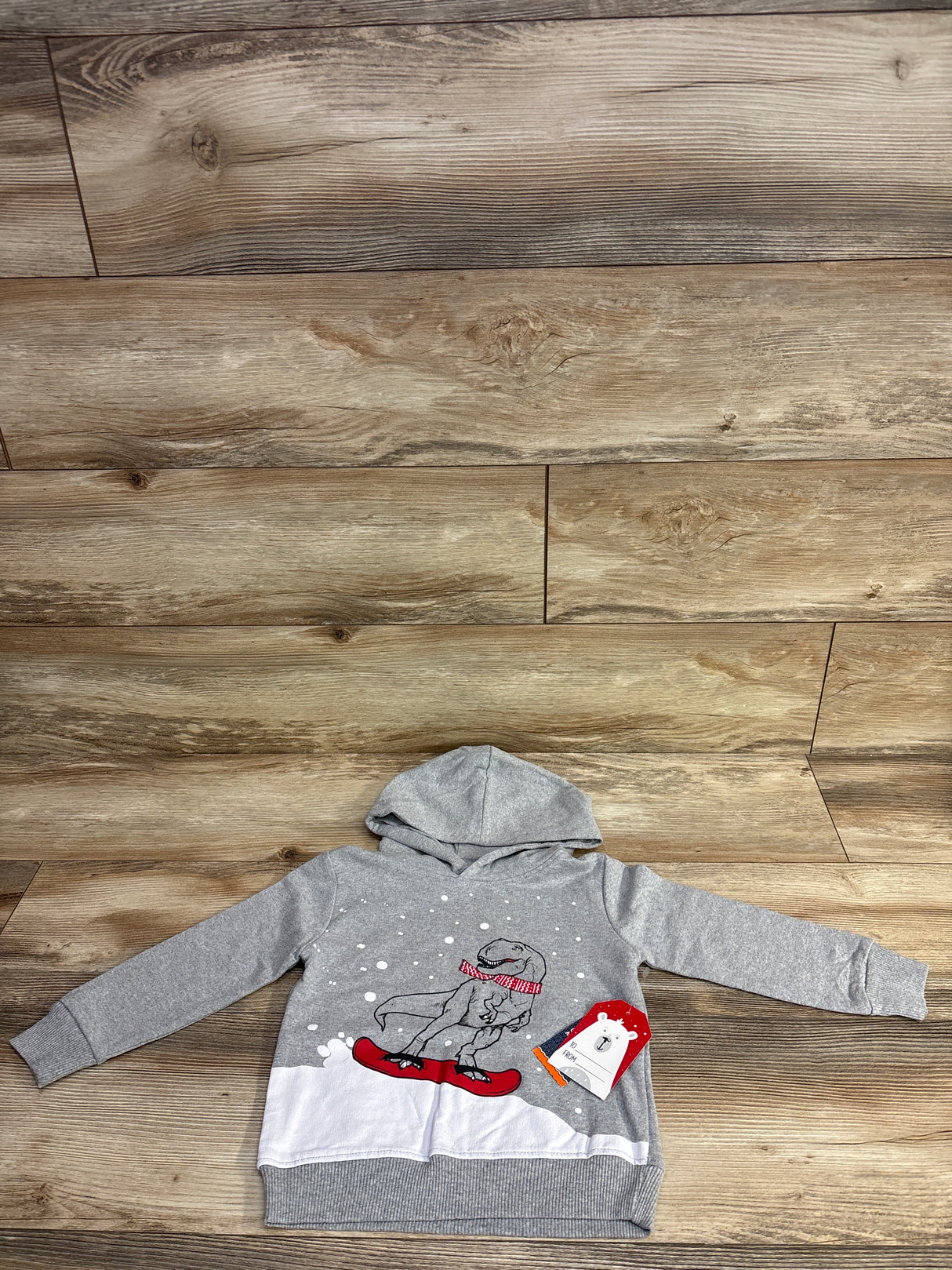 Alex & Jack Dinosaur Christmas Pull Over Hoodie Grey sz 4T