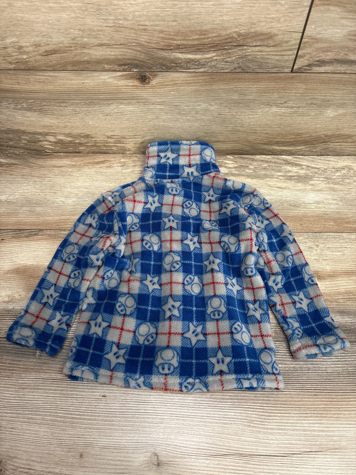 Super Mario Brother Plush Coat Style Pajama Shirt Blue sz 2T