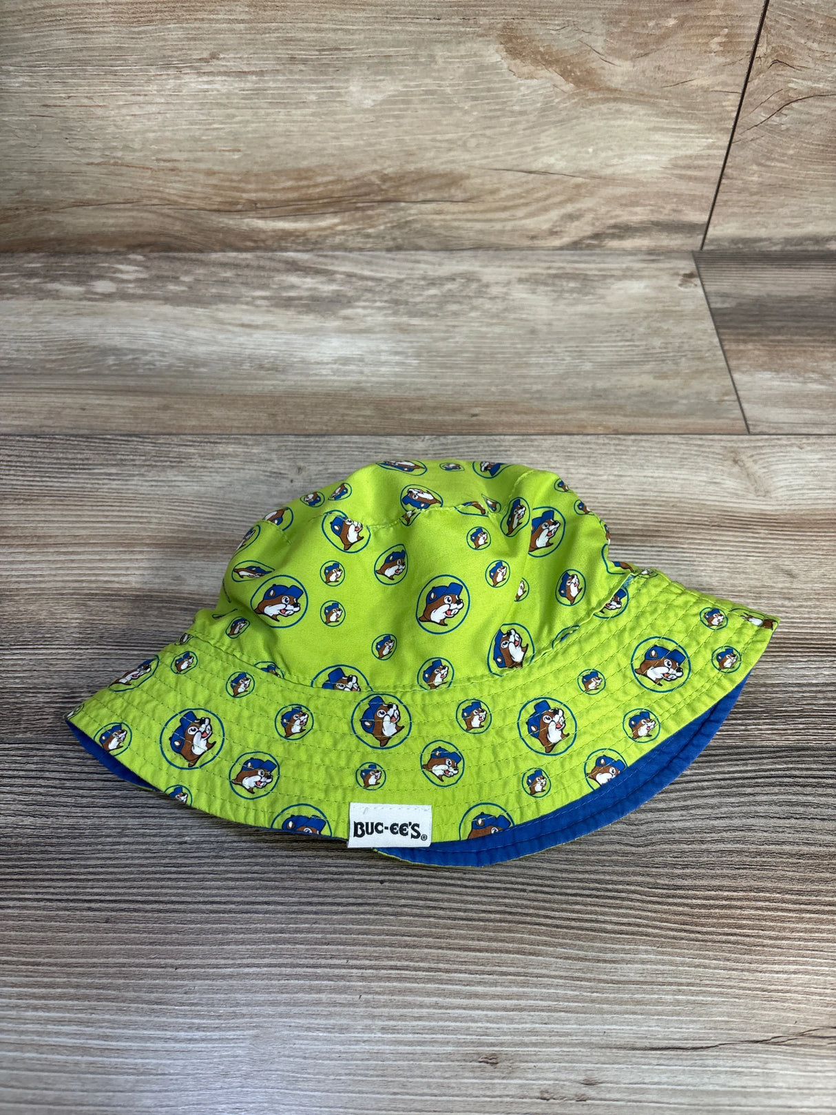 Buc-ee's Reversible Bucket Hat Green/Blue sz 2-5T