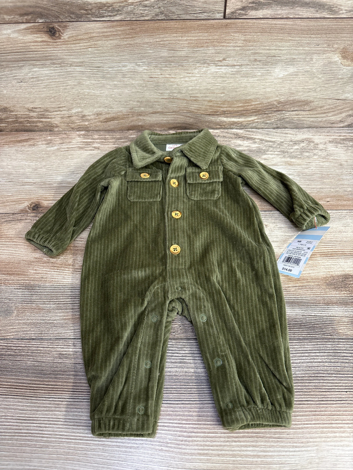 NEW Cat & Jack Ribbed Coverall Green sz Newborn
