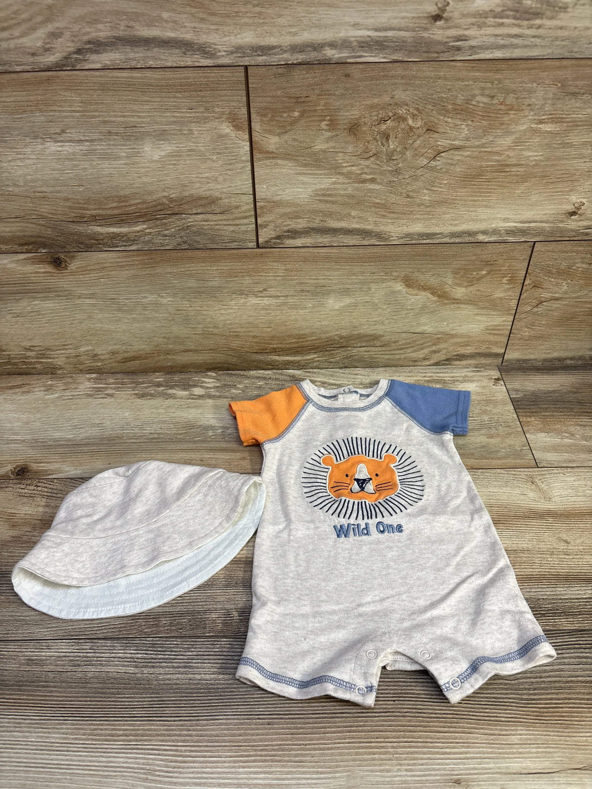Baby Starters 2pc Shortie Romper & Hat Set Beige sz 9m