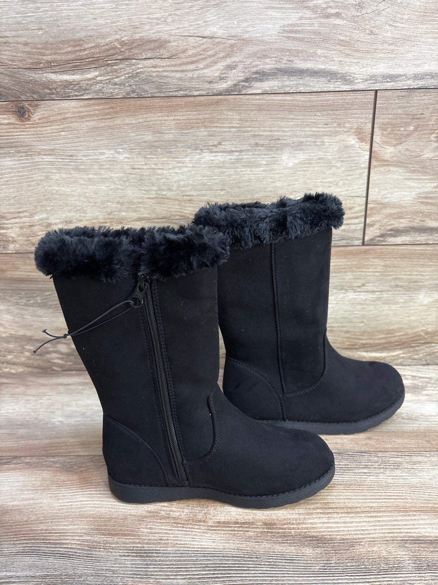NEW Cat & Jack Nina Shearling Style Tall Boots Black sz 1Y