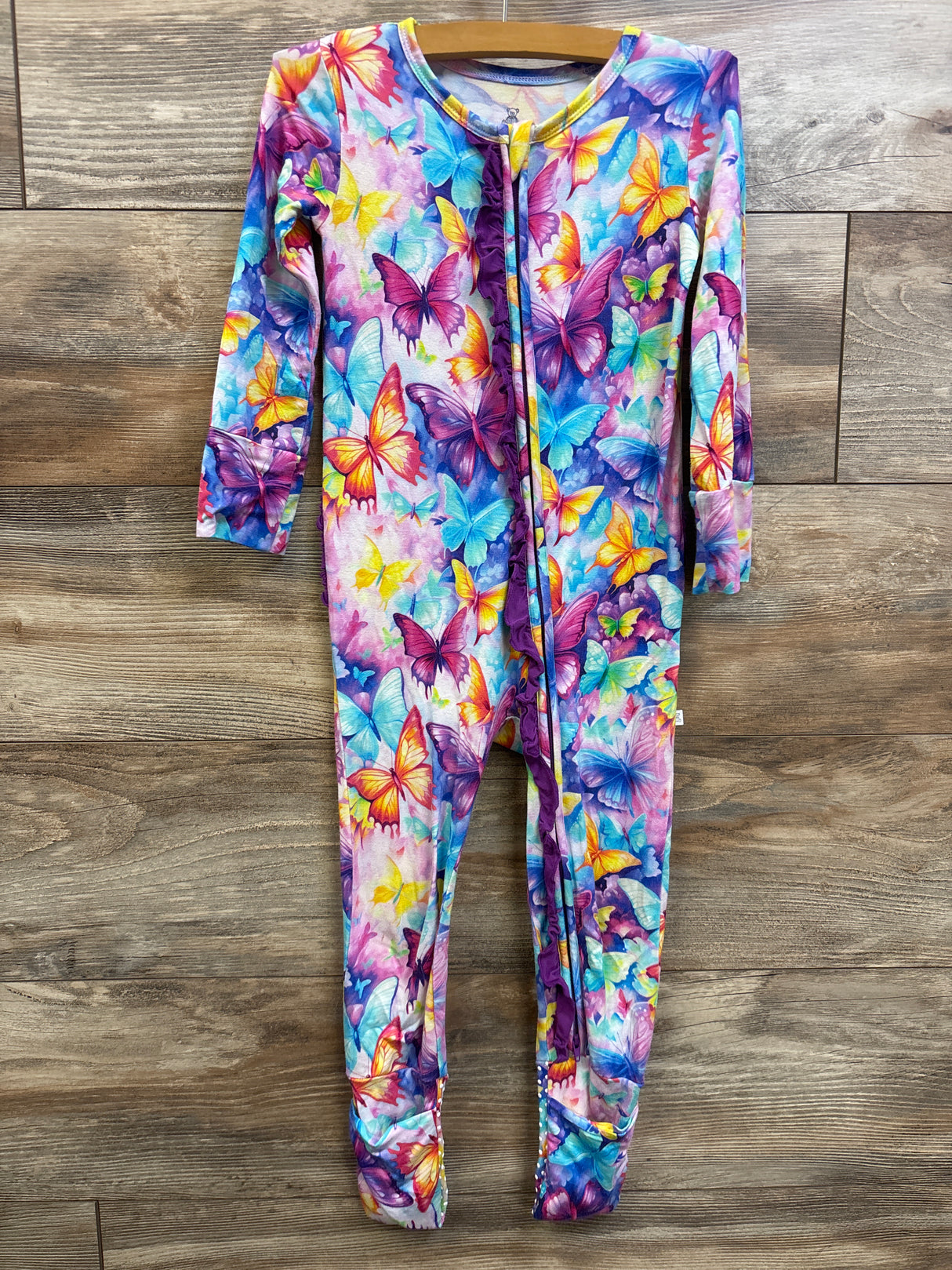 Little Snugglers Bamboo Butterfly Convertible Footie Blue sz 3T