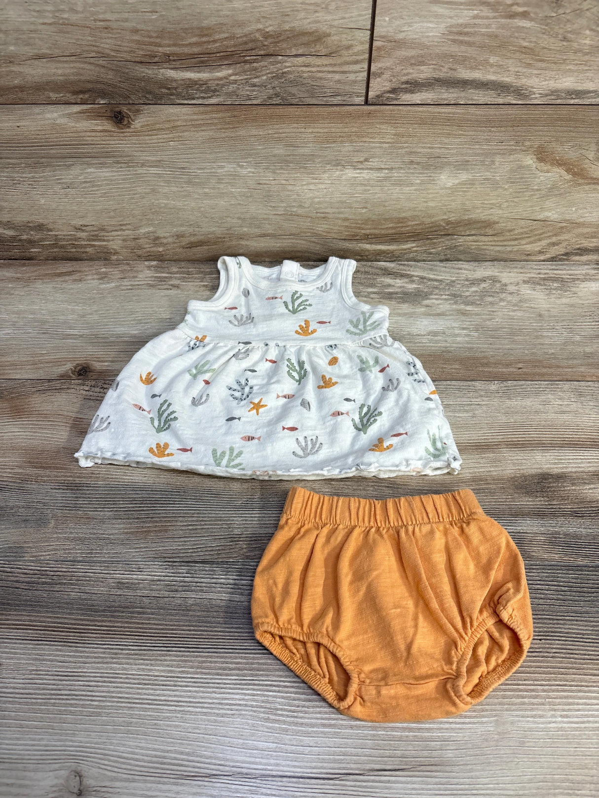 Little Co. 2pc Sea Dress & Bloomers White sz 3m - Me n Mommy To Be