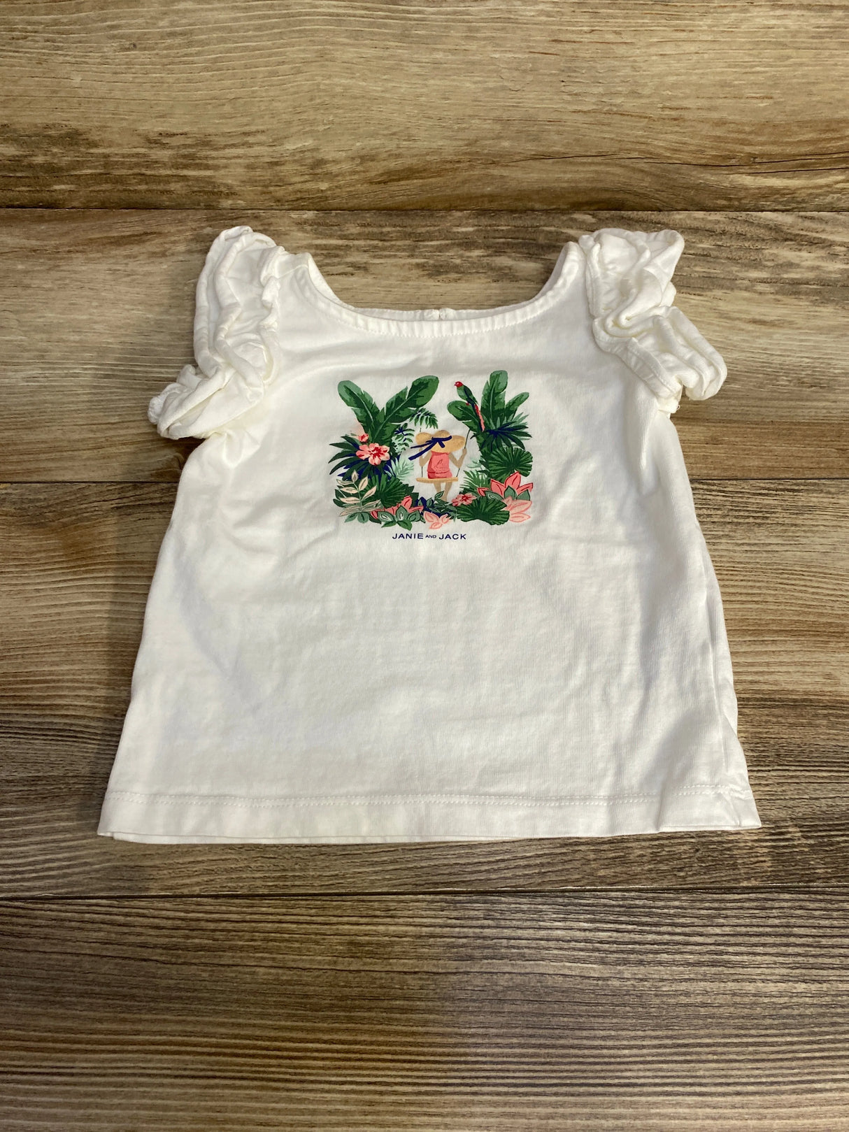 Janie and Jack Tropical Getaway Ruffle Sleeve Tee White sz 12-18m - Me n Mommy To Be