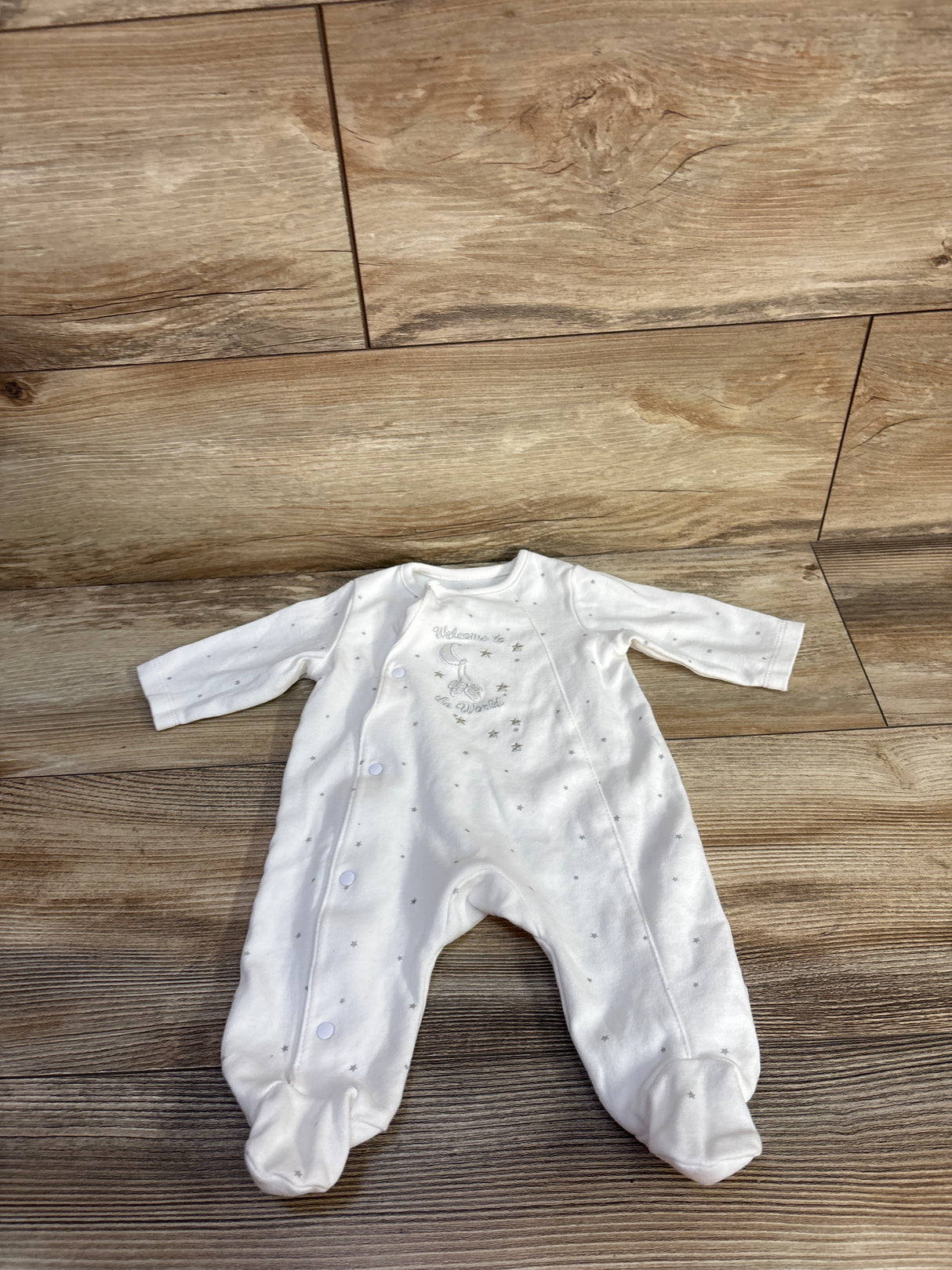 Little Me Welcome To The World Side Snap Sleeper White sz Newborn