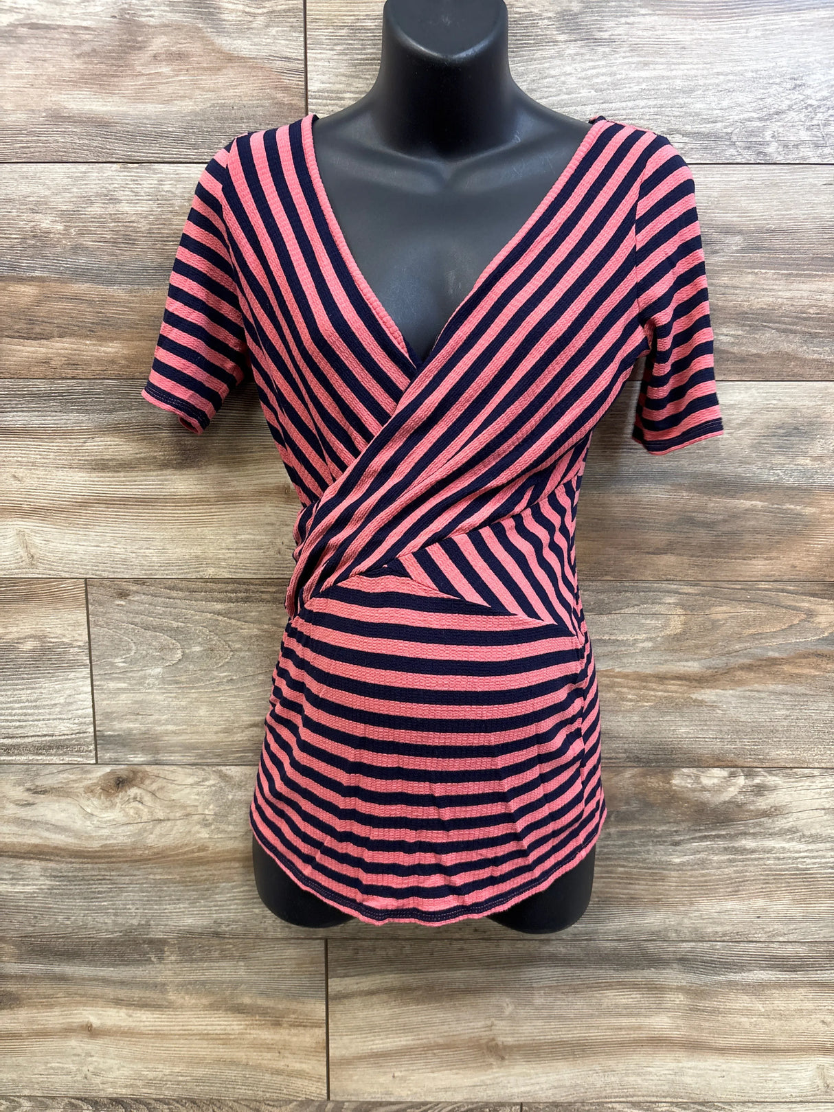Motherhood Maternity Striped Nursing Top Coral sz Medium