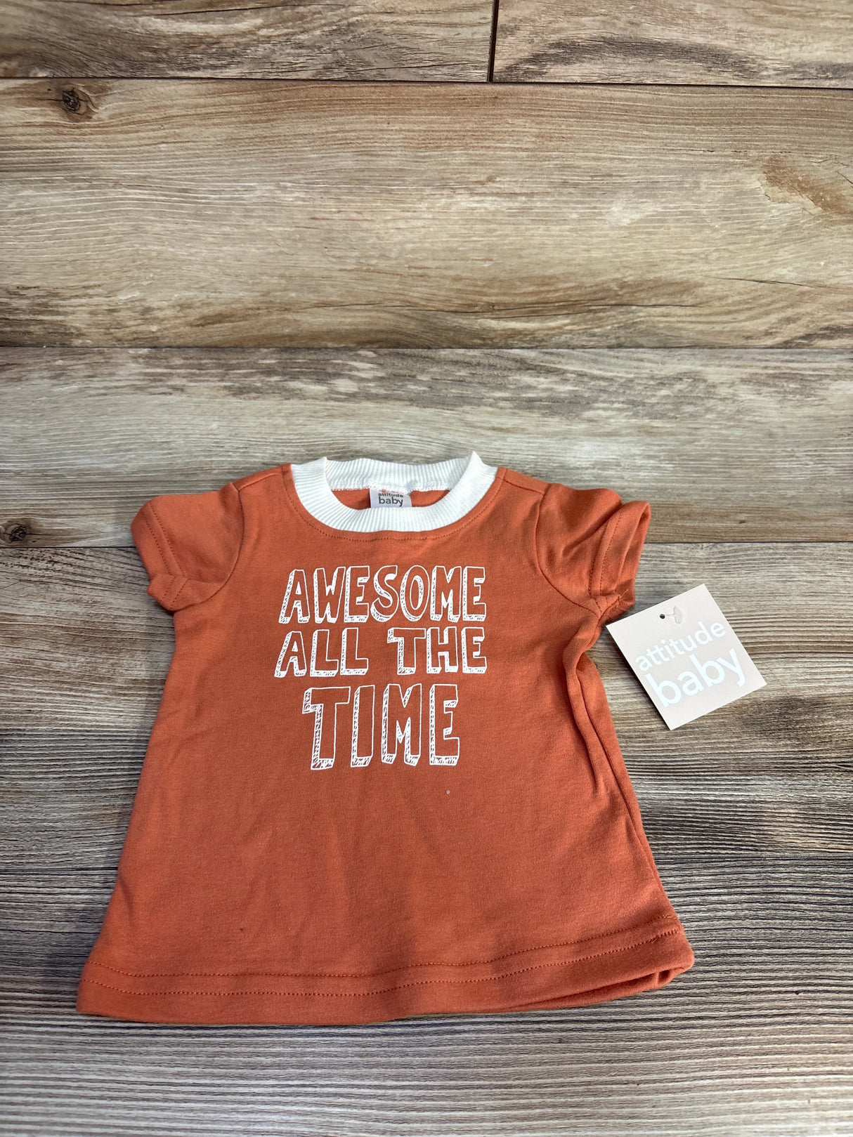 NEW Attitude Baby Awesome All The Time Shirt Orange sz 12m