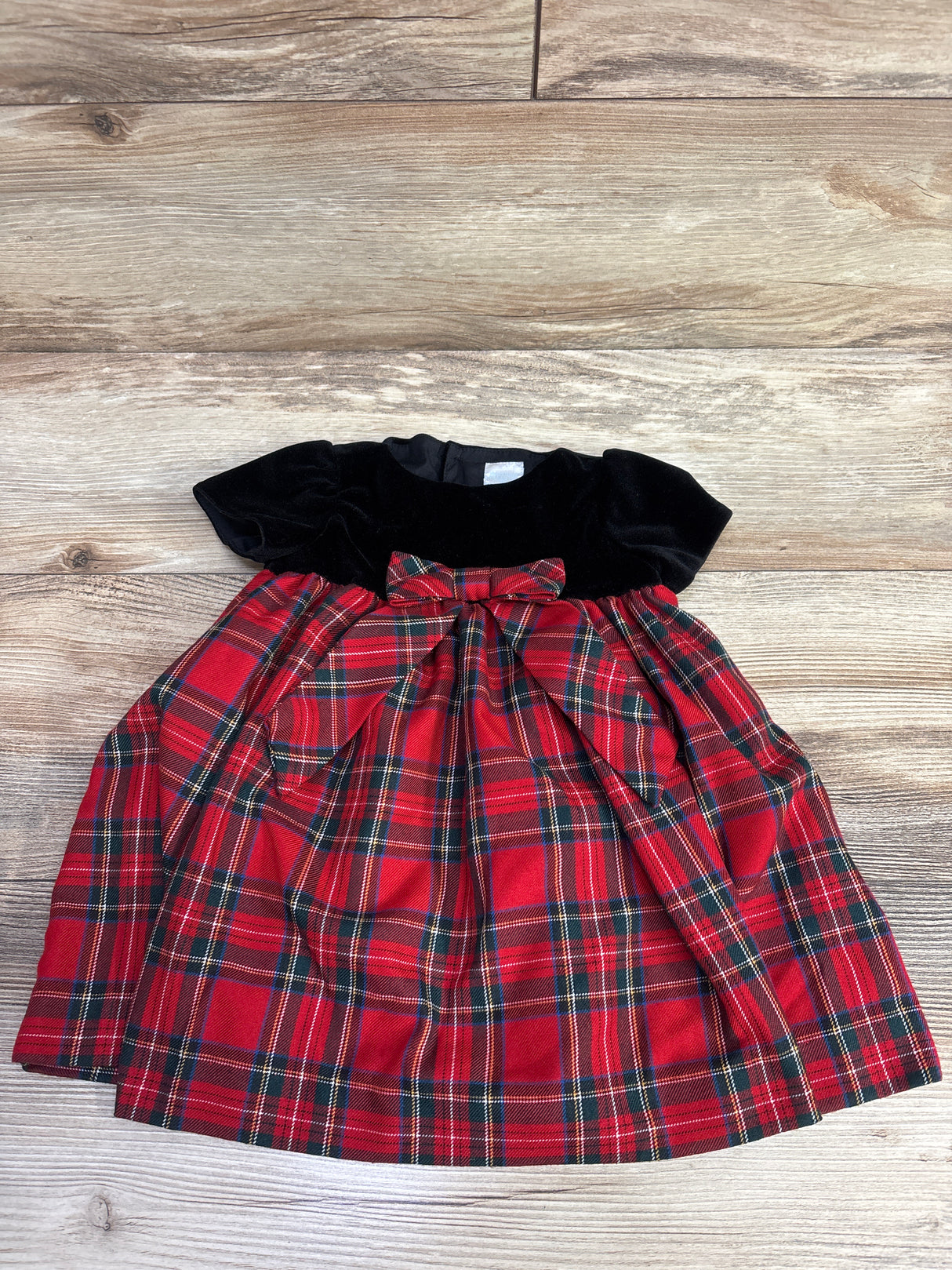 Edgehill Collection Black Velvet & Red Tartan Plaid Dress sz 9m