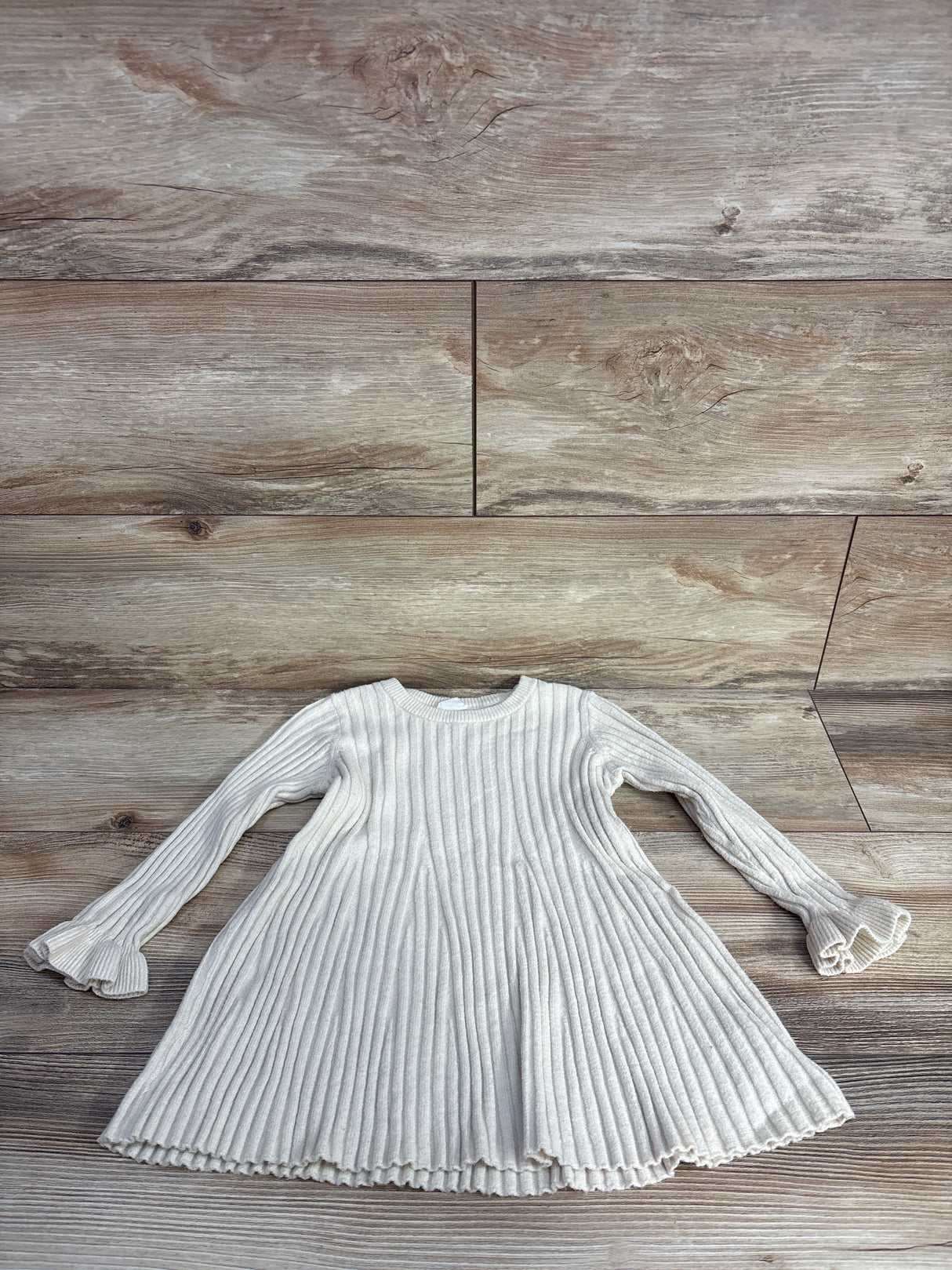 Old Navy Ribbed Knit Long Sleeve Dress Cream sz 2T