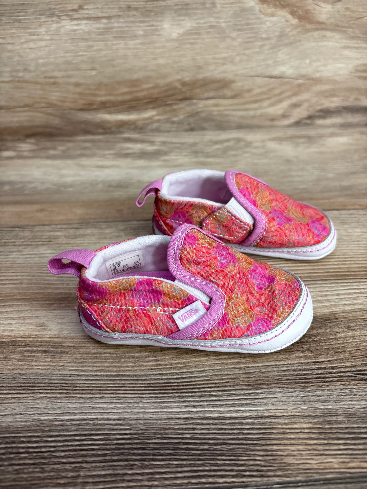 Vans Slip-On V Crib Shoes Floral Pink sz 3c