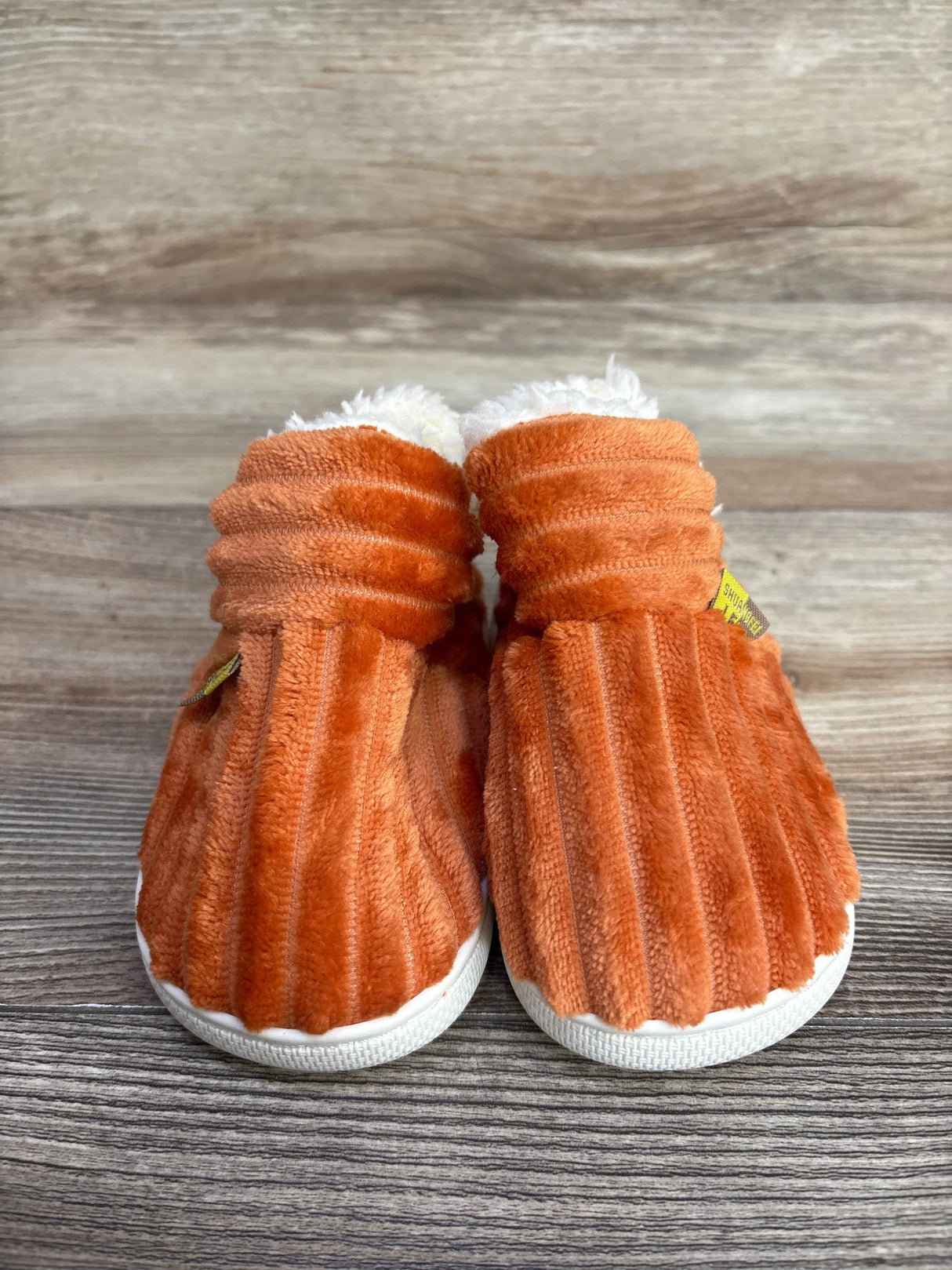 Corduroy Fuzzy Bootie Slippers Orange sz 6/7c