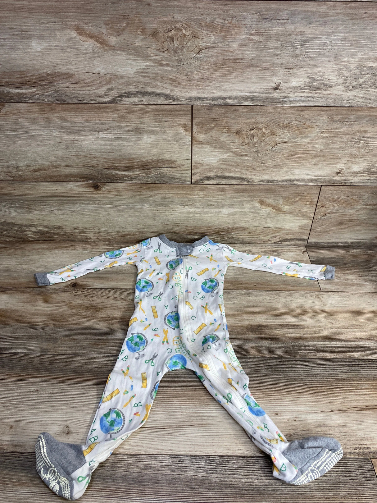 Burt's Bees Baby School Print Sleeper Ivory sz 18m