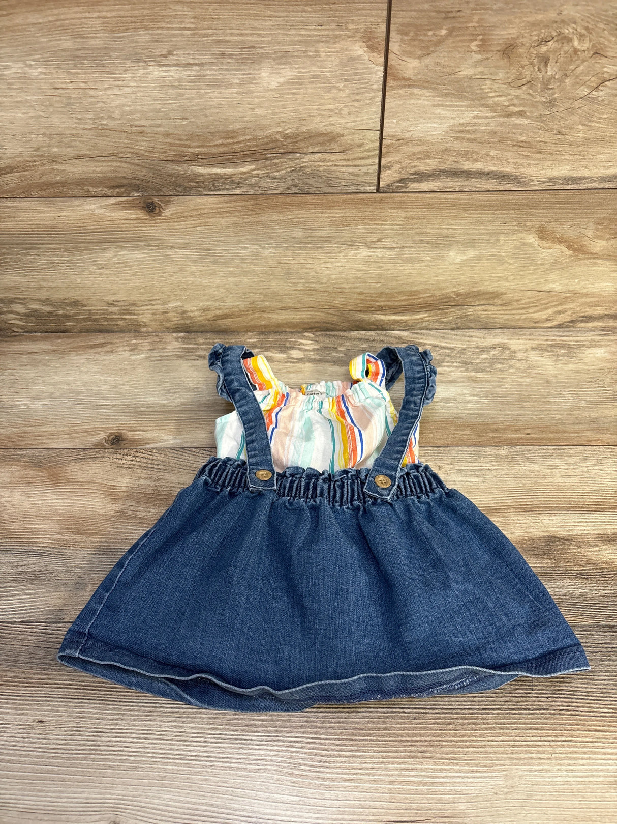 Carter's 2pc Striped Tank Top & Denim Skirtall Set White sz 18m