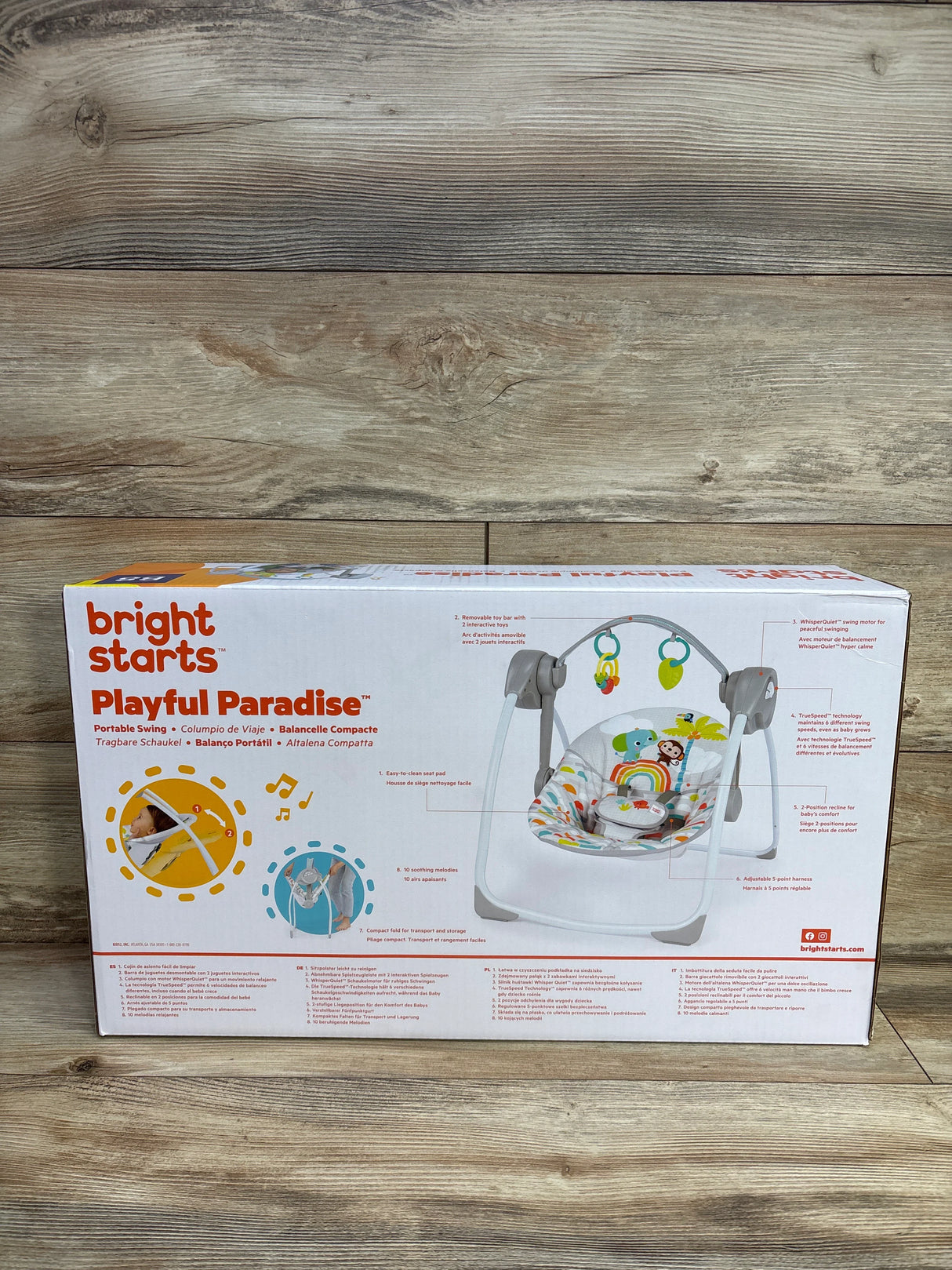 NEW Bright Starts Playful Paradise Portable Compact Baby Swing