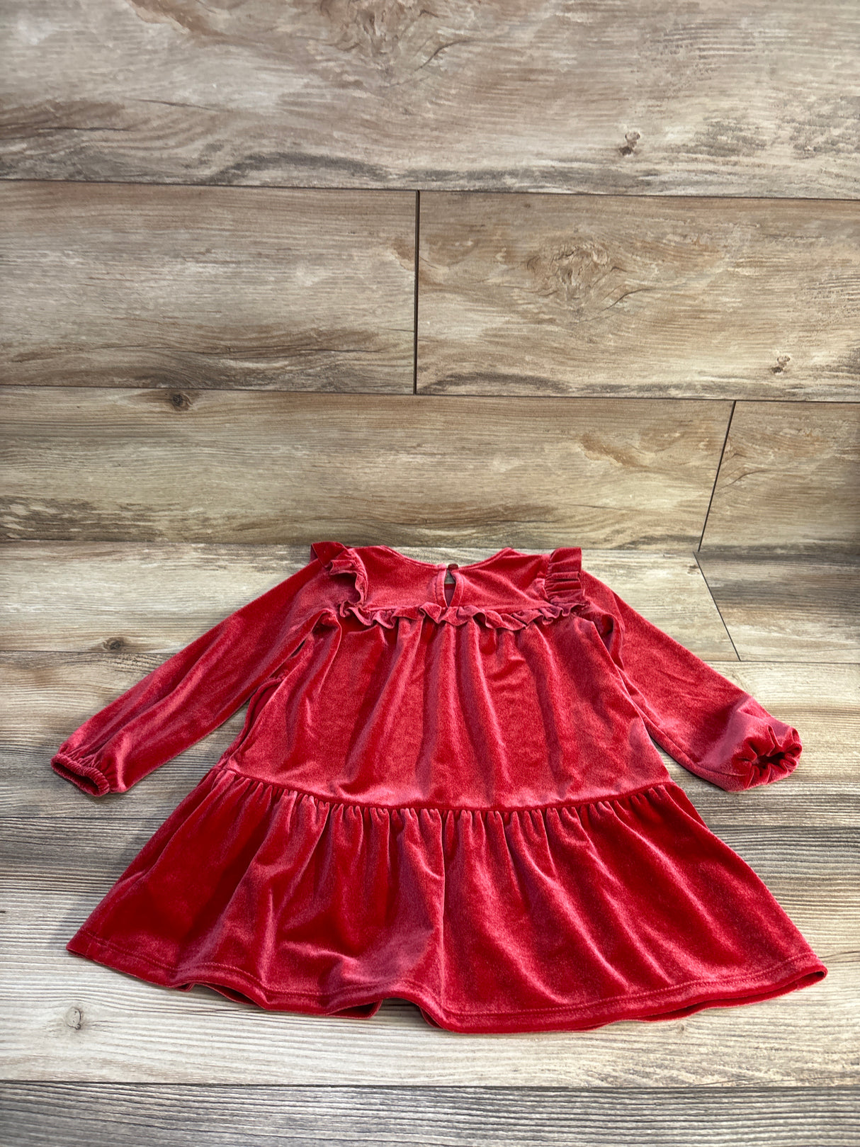 Cat & Jack Velvet Ruffle Dress Red sz 3T