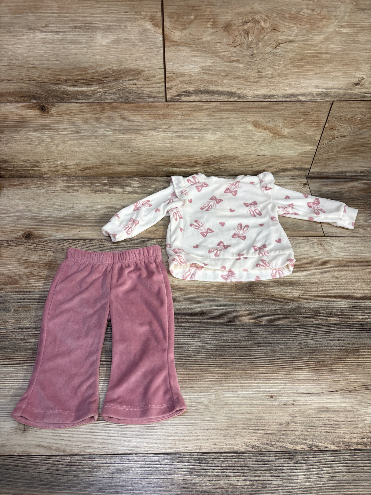 Little Lass 2pc Velour Shirt & Pants Set White sz 0/3m