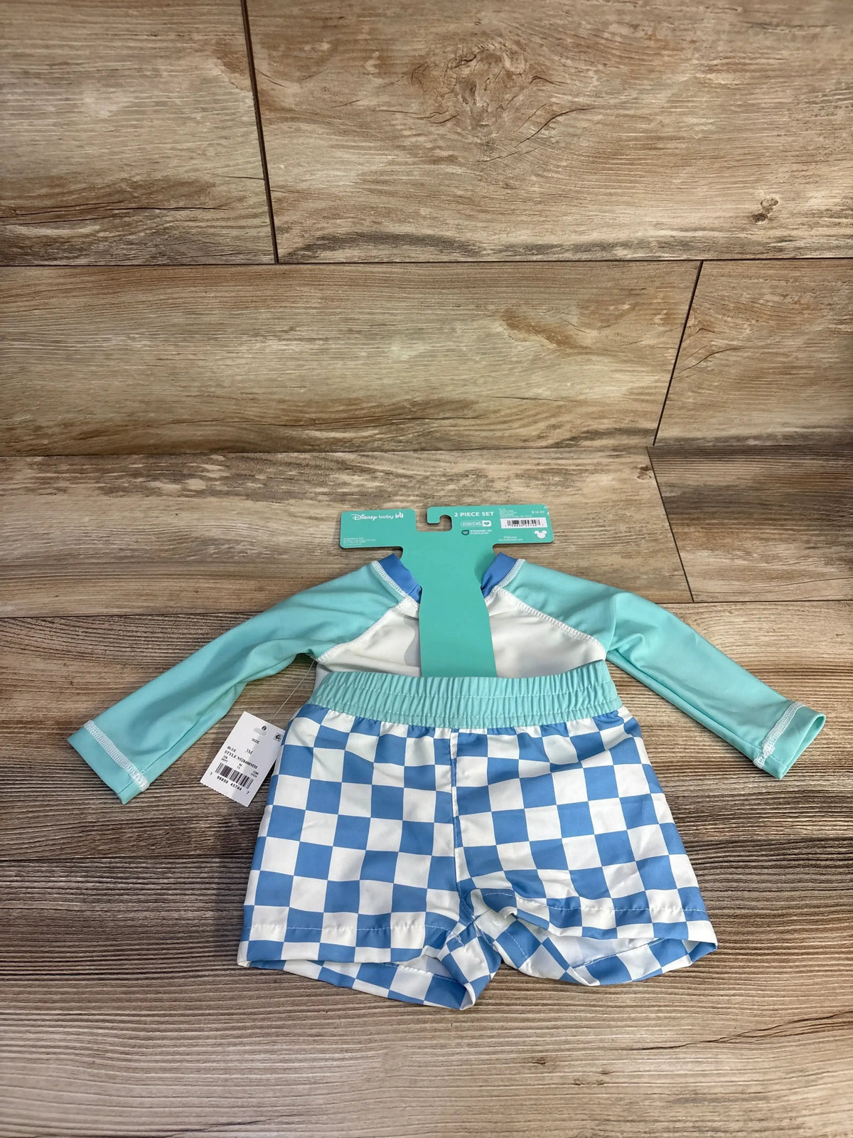NEW Disney Baby 2pc Mickey Mouse Rash Guard Set Light Blue sz 3m