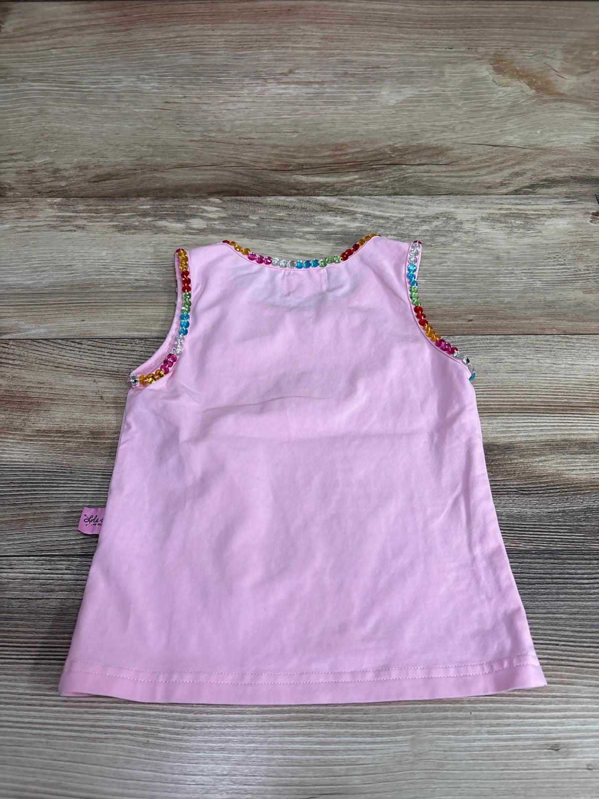 Pink Lola & the Boys x My Little Pony tank top for toddlers with rainbow sequin trim.