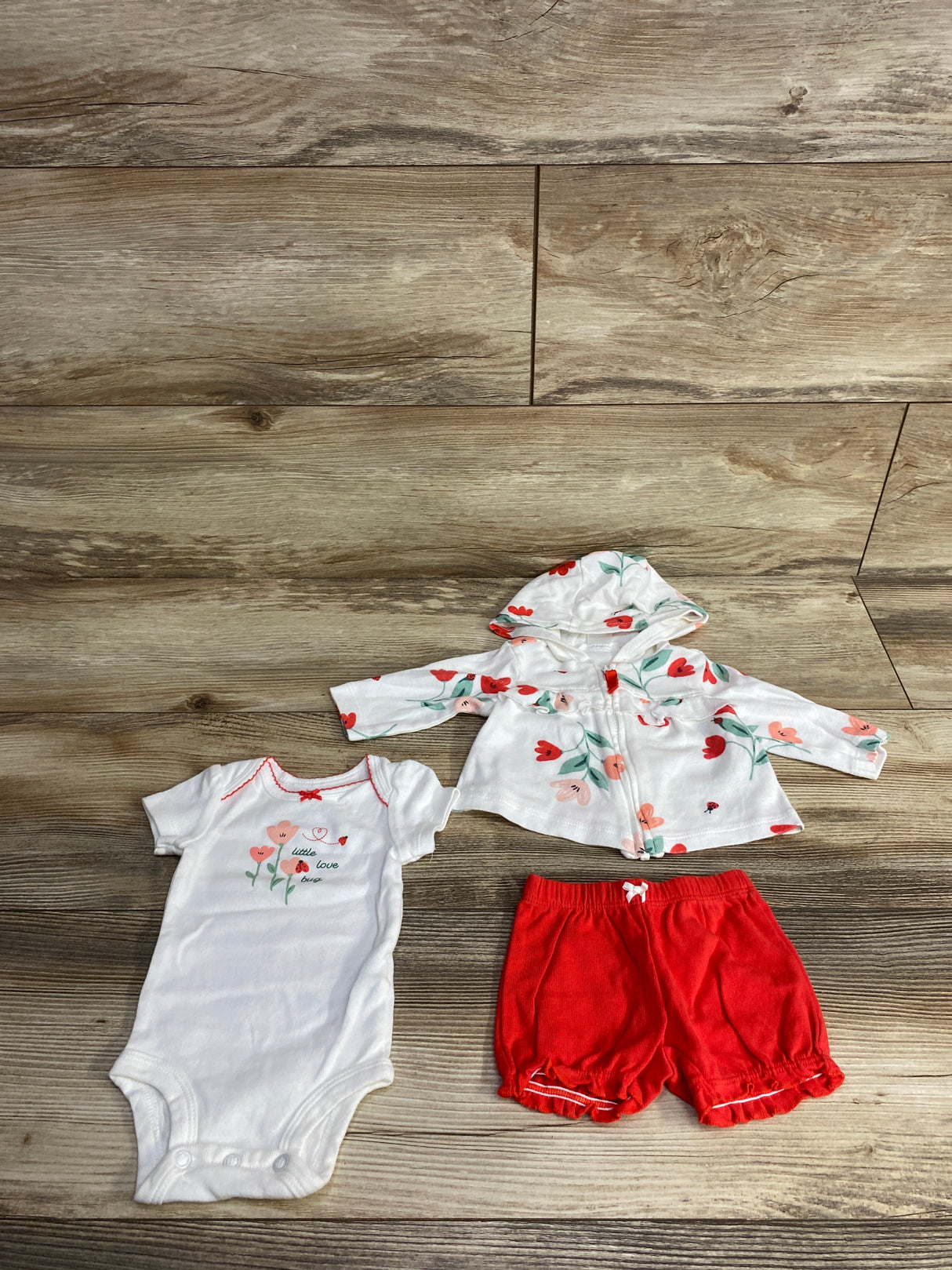 Carter's 3pc Floral Ladybug Jacket & Bodysuit Set White sz Newborn