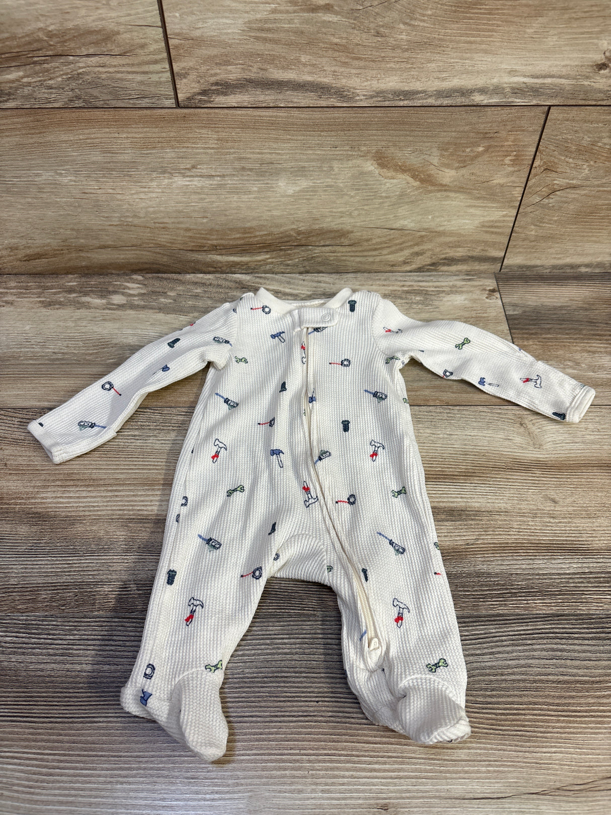 Carter's Tools Waffle Knit Sleeper Ivory sz Newborn