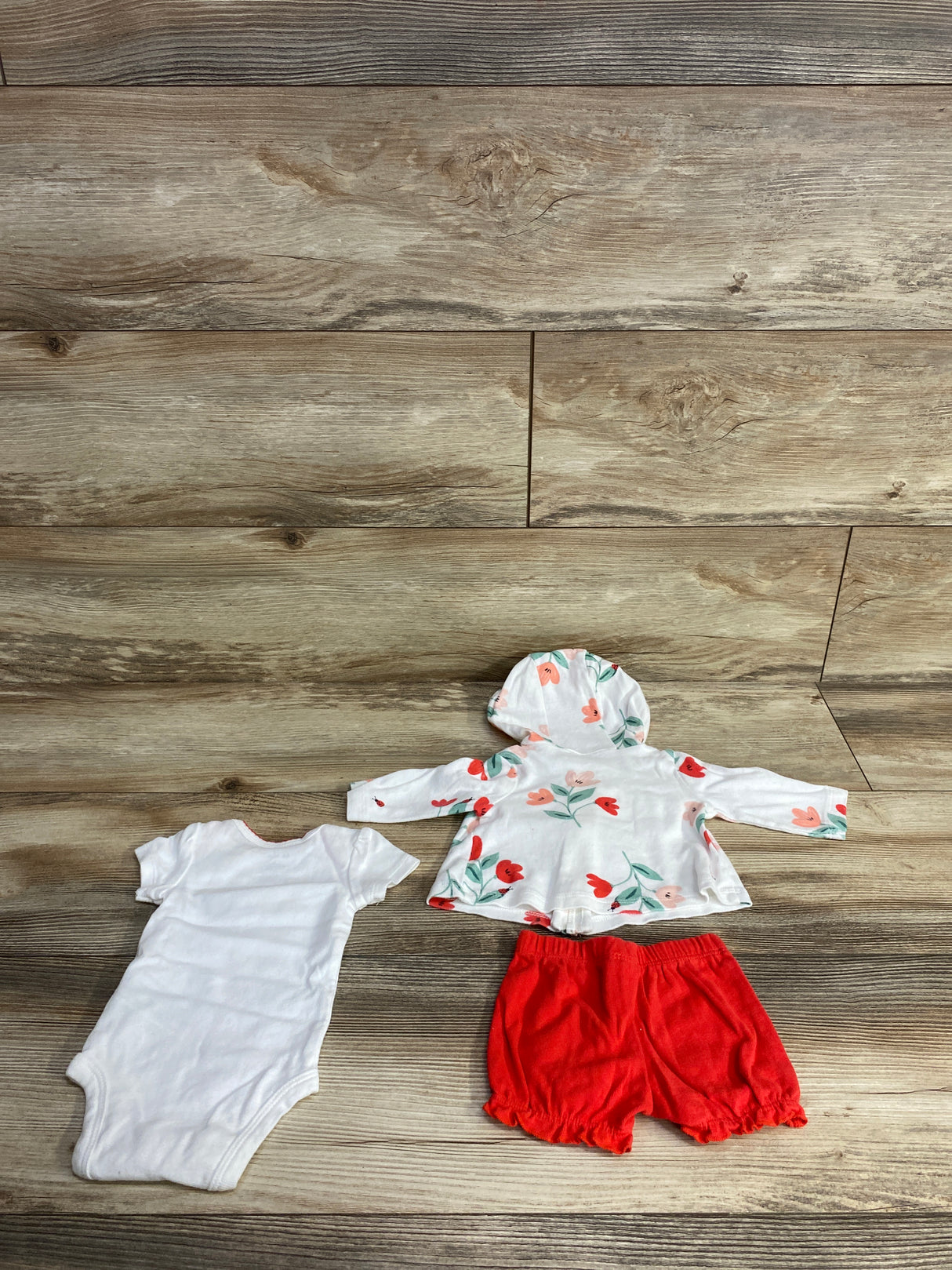 Carter's 3pc Floral Ladybug Jacket & Bodysuit Set White sz Newborn