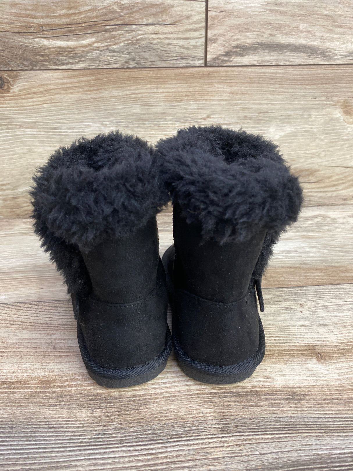 Children's Place Buckle Faux Fur Chalet Boots Black sz 9c