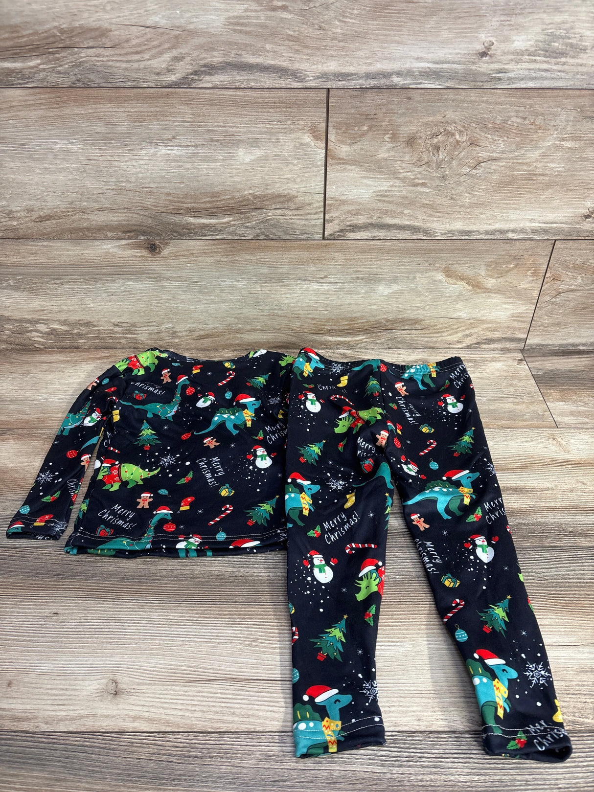 Shein 2pc Christmas Dinosaur Pajama Set Black sz 4T