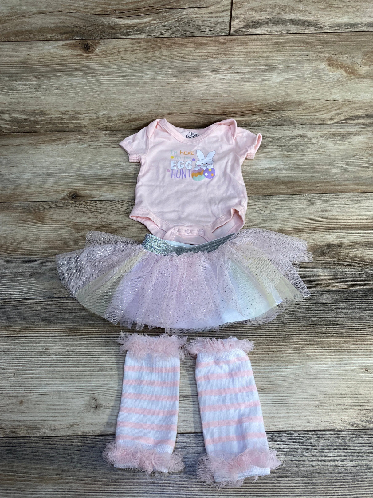 Baby Essentials 3pc I'm Here For The Egg Hunt Bodysuit Set Pink sz 3m - Me n Mommy To Be