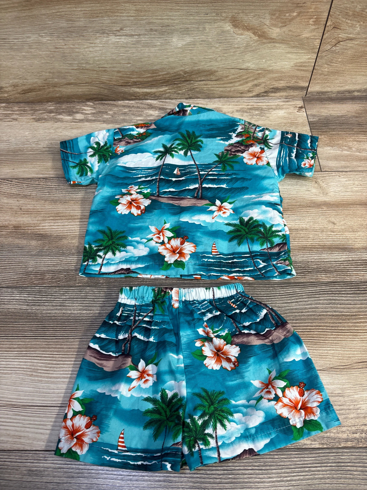 RJC 2pc Button Up Shirt & Shorts Blue sz 6m