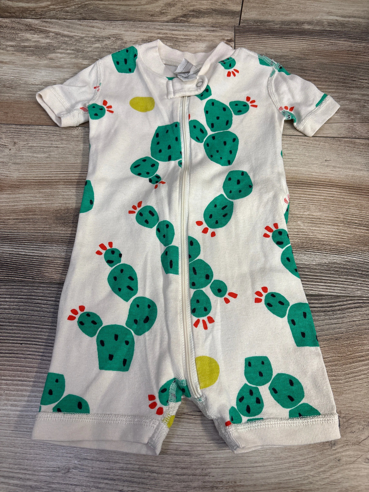 Hanna Andersson 2-Way Zip Shortie Sleeper Cactus White sz 6-12m