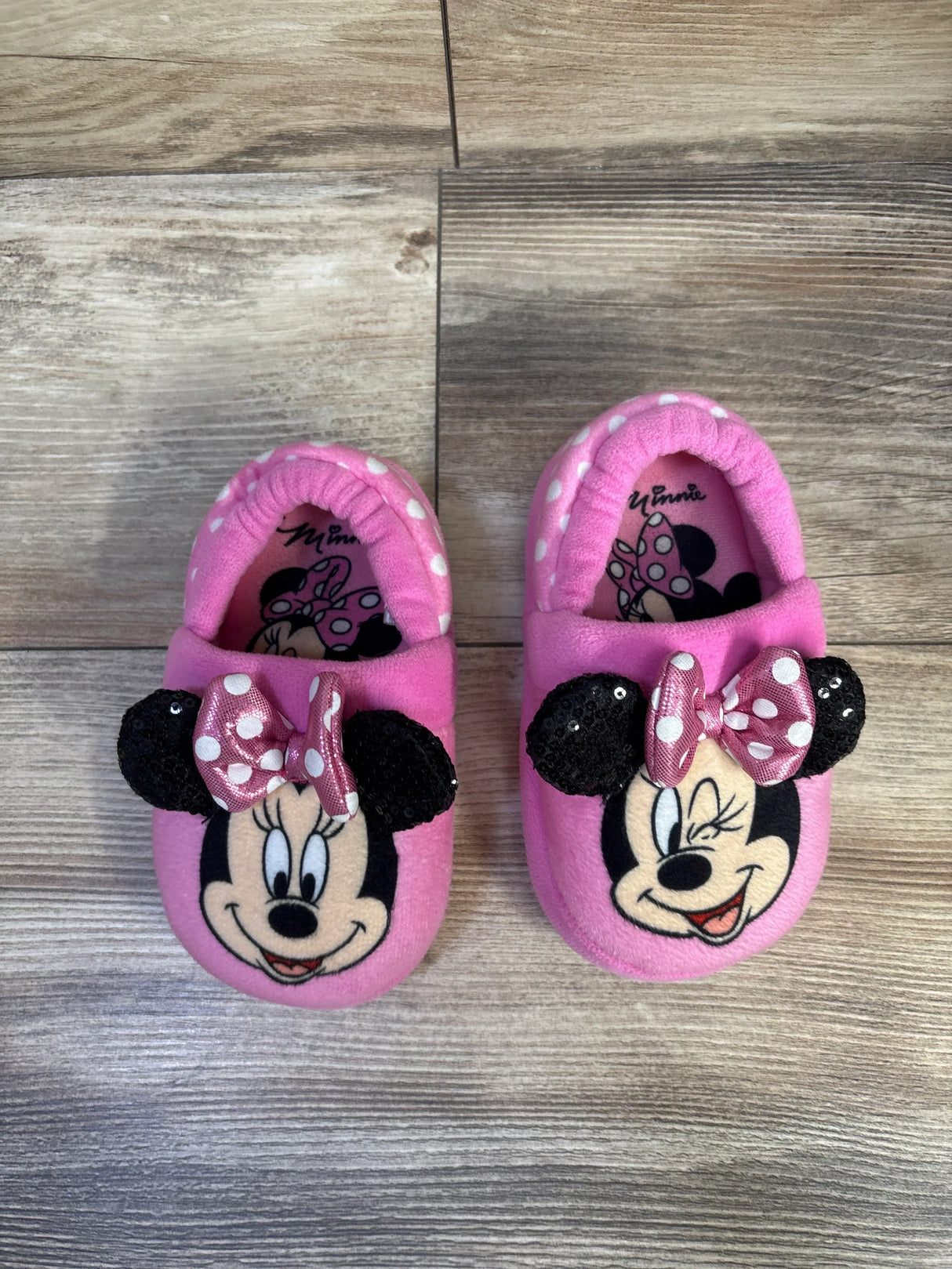 Disney Minnie Mouse Slippers Pink sz 7/8c