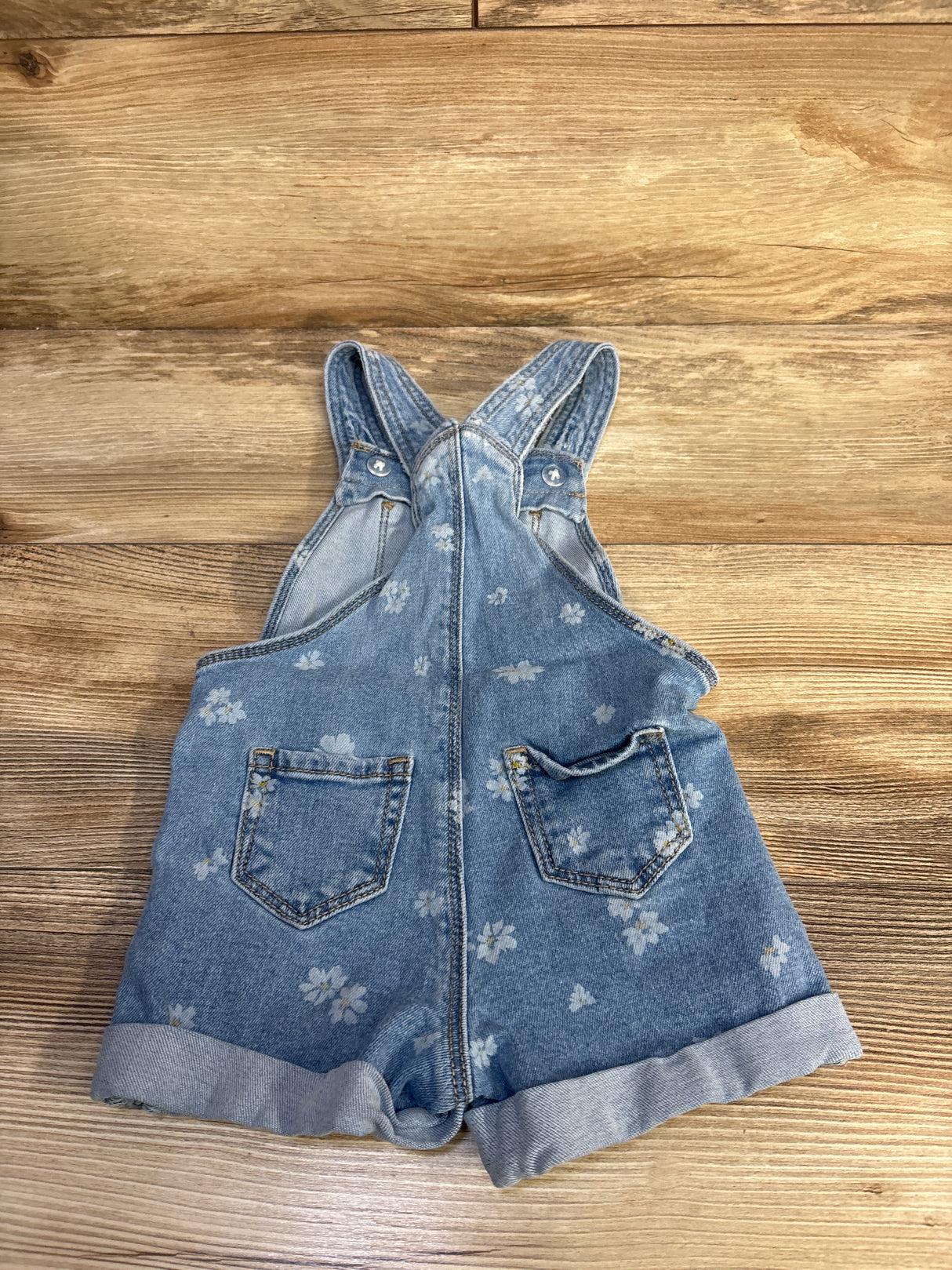 Wonder Nation Denim Floral Shortalls Blue sz 18m
