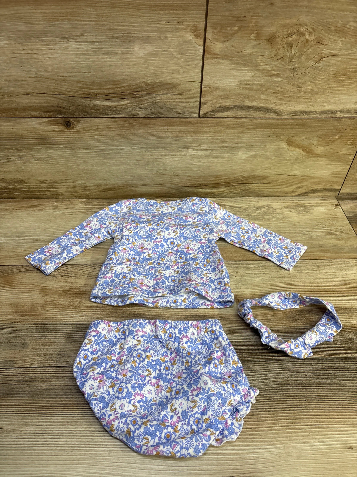 Just One You 3pc Floral Kimono Set Blue sz 6m