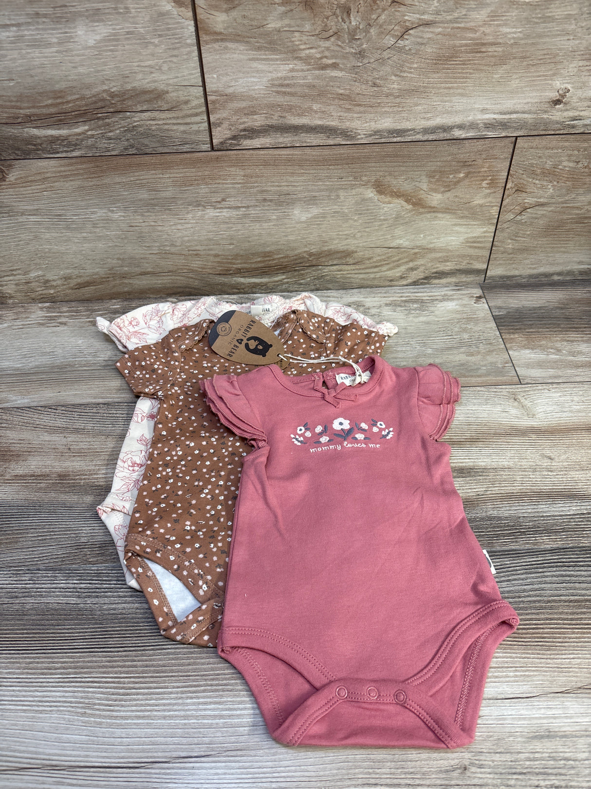 NEW Rabbit + Bear Organic 3pk Bodysuits Pink sz 3-6m