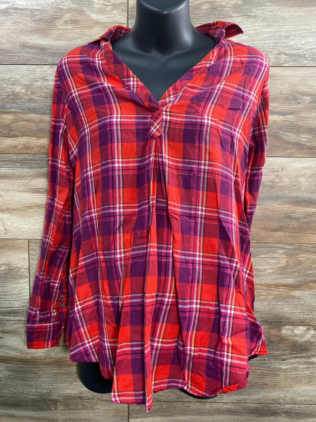 a:glow Maternity Plaid Tunic Red sz Small - Me n Mommy To Be