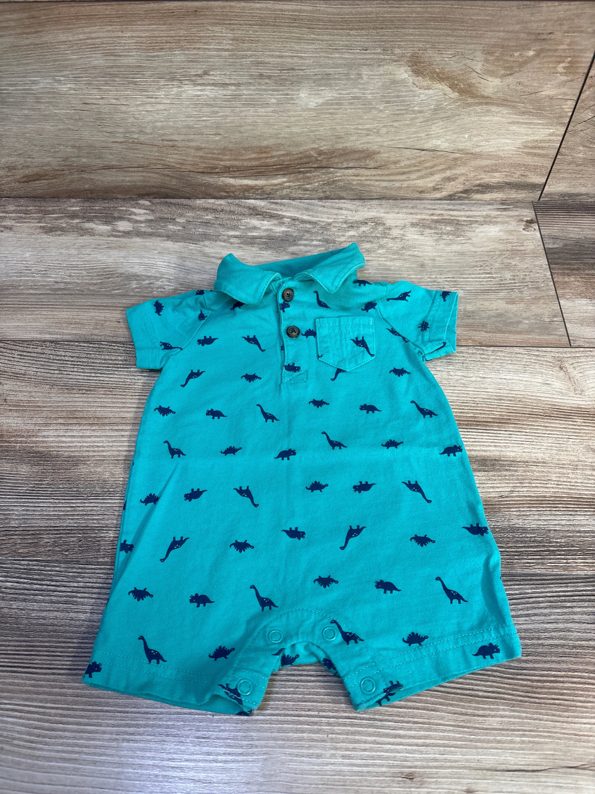 Simple Joys Dinosaur Polo Shortie Romper Teal sz 0-3m