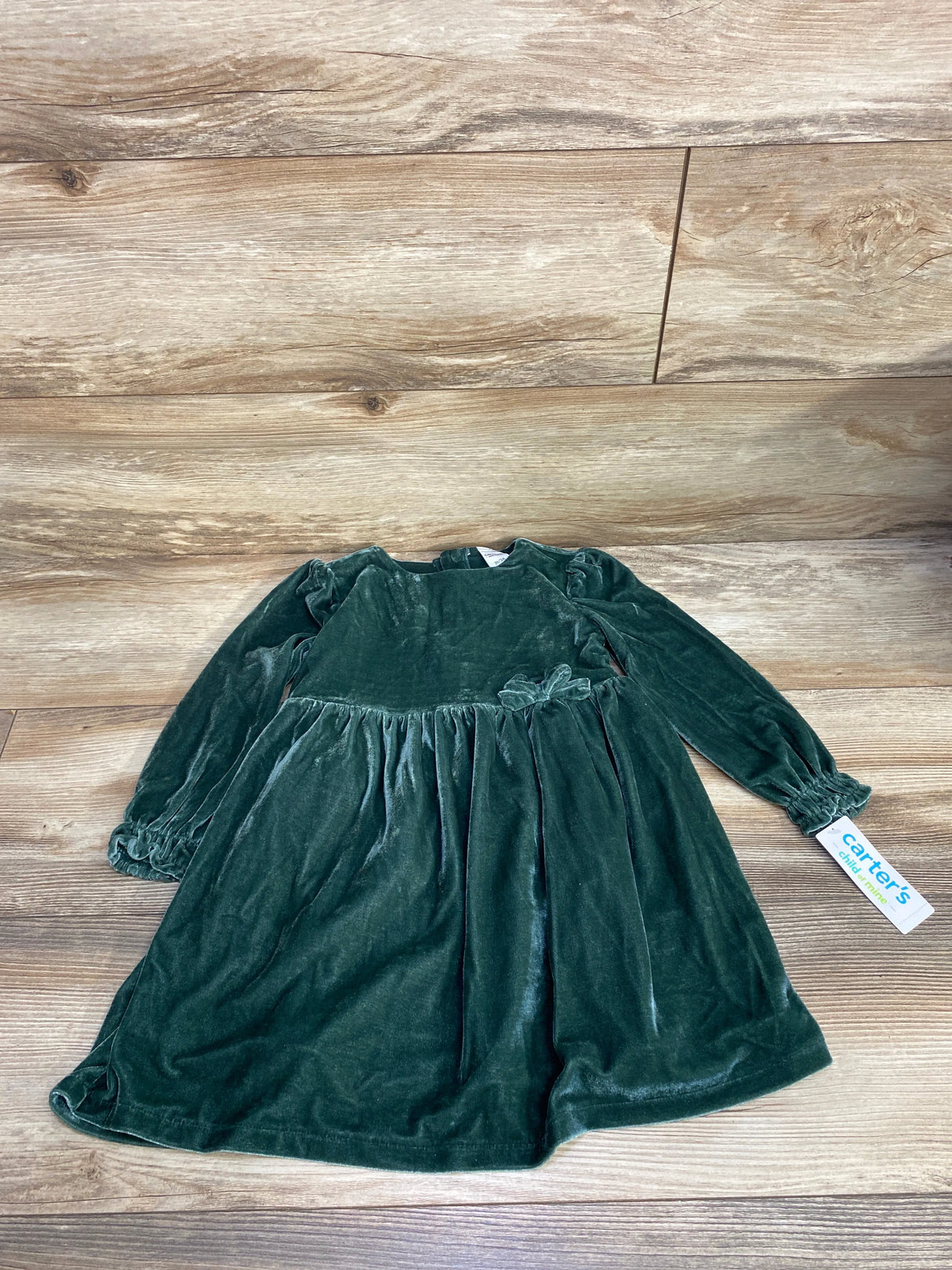 NEW Child of Mine Velvet Long Sleeve Velvet Dress Green sz 3T