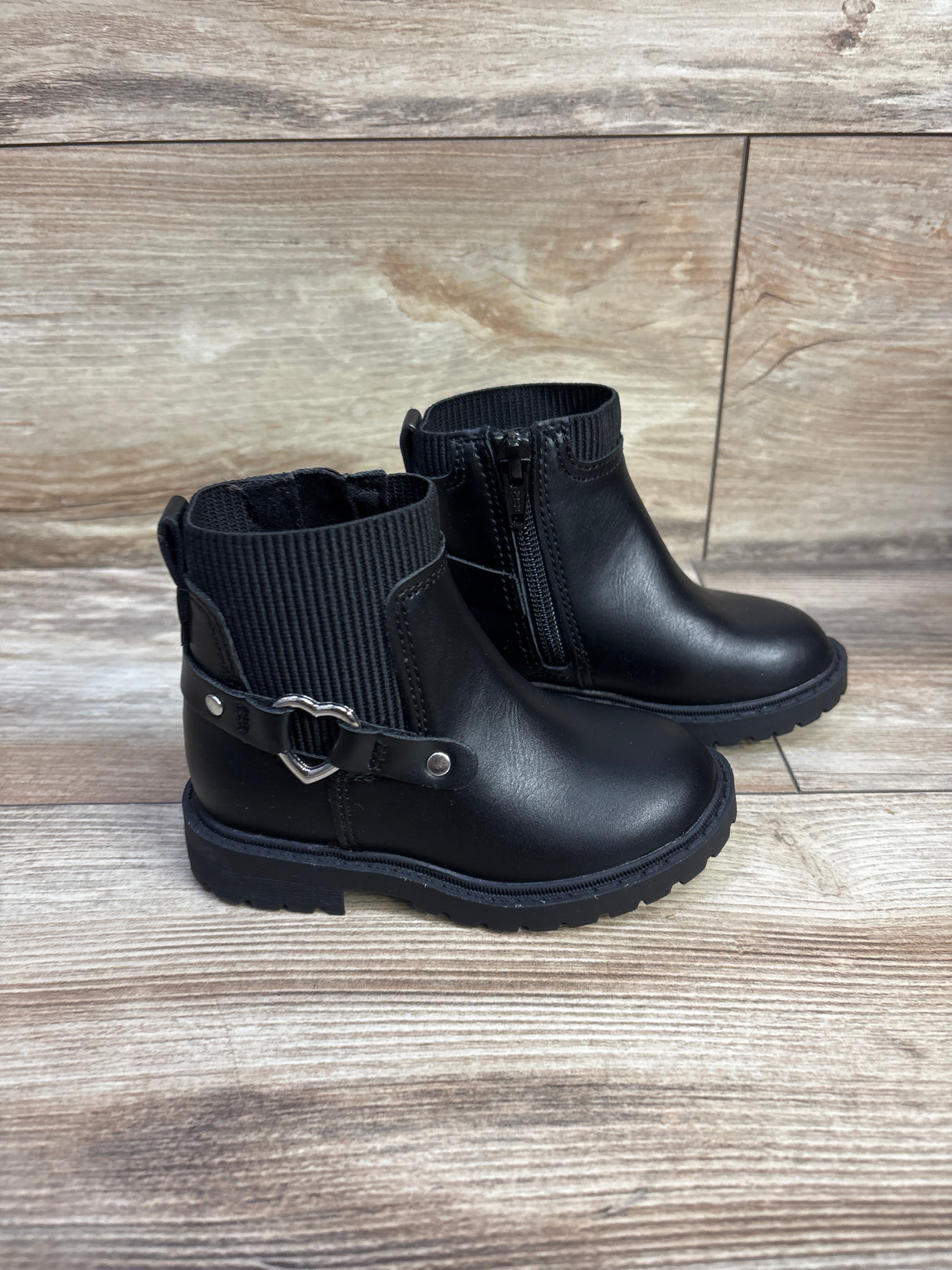 Old Navy Faux Leather Zip Up Moto Boots Black sz 6c