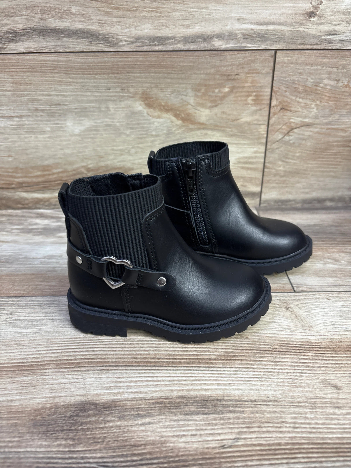 Old Navy Faux Leather Zip Up Moto Boots Black sz 6c