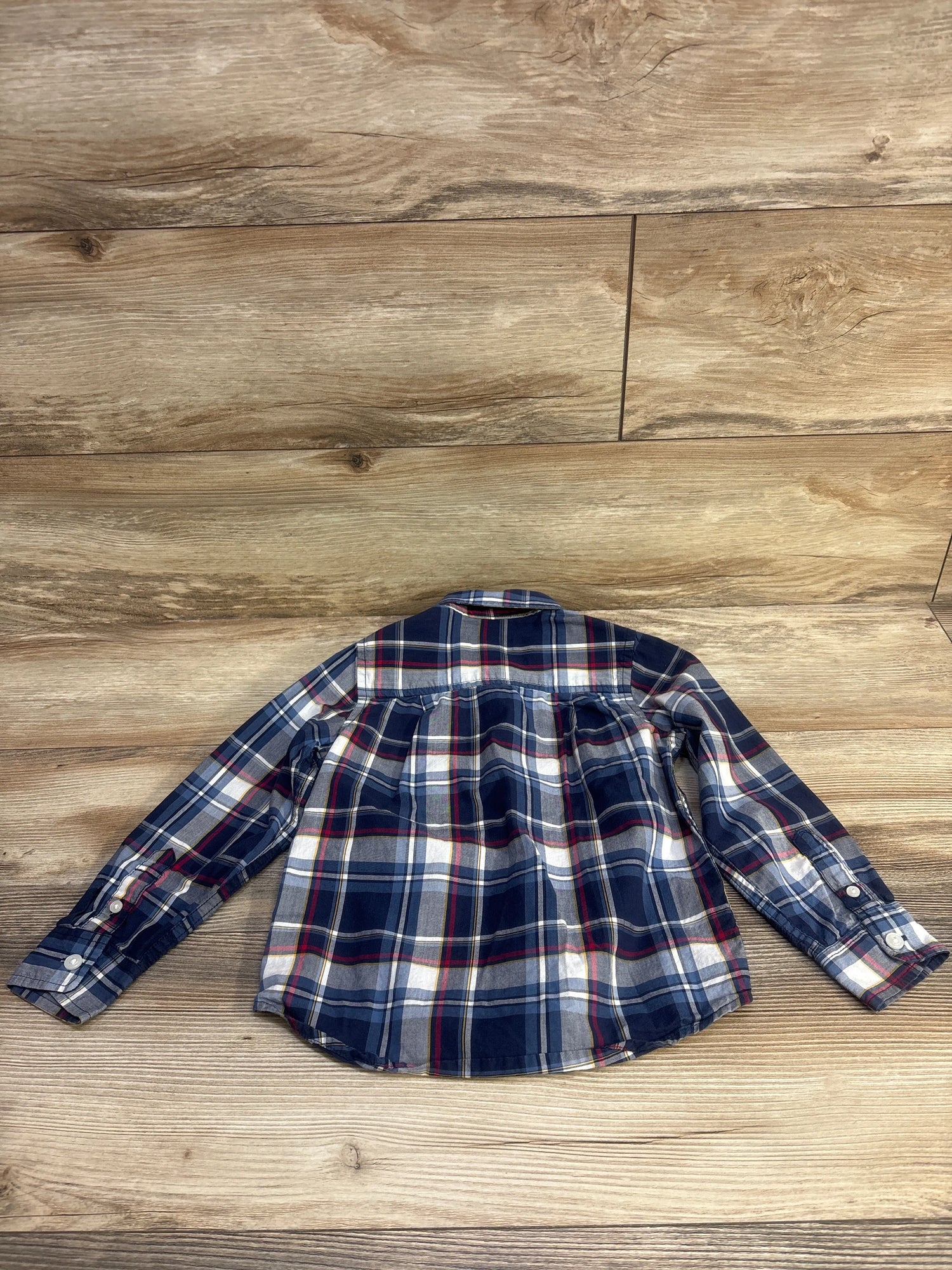 Children's Place Plaid Button Up Shirt Navy sz 4T - Me n Mommy To Be