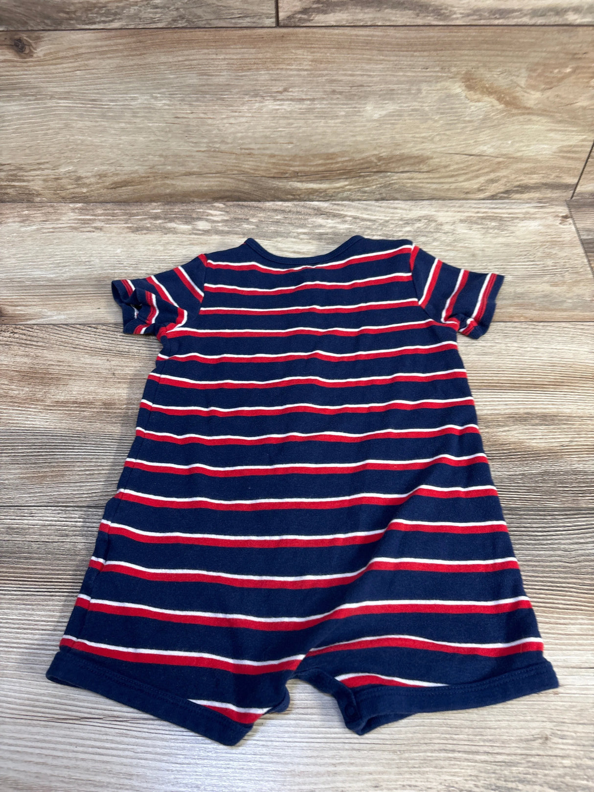 Simple Joys Striped Button-Front Shortie Romper Blue sz 24m