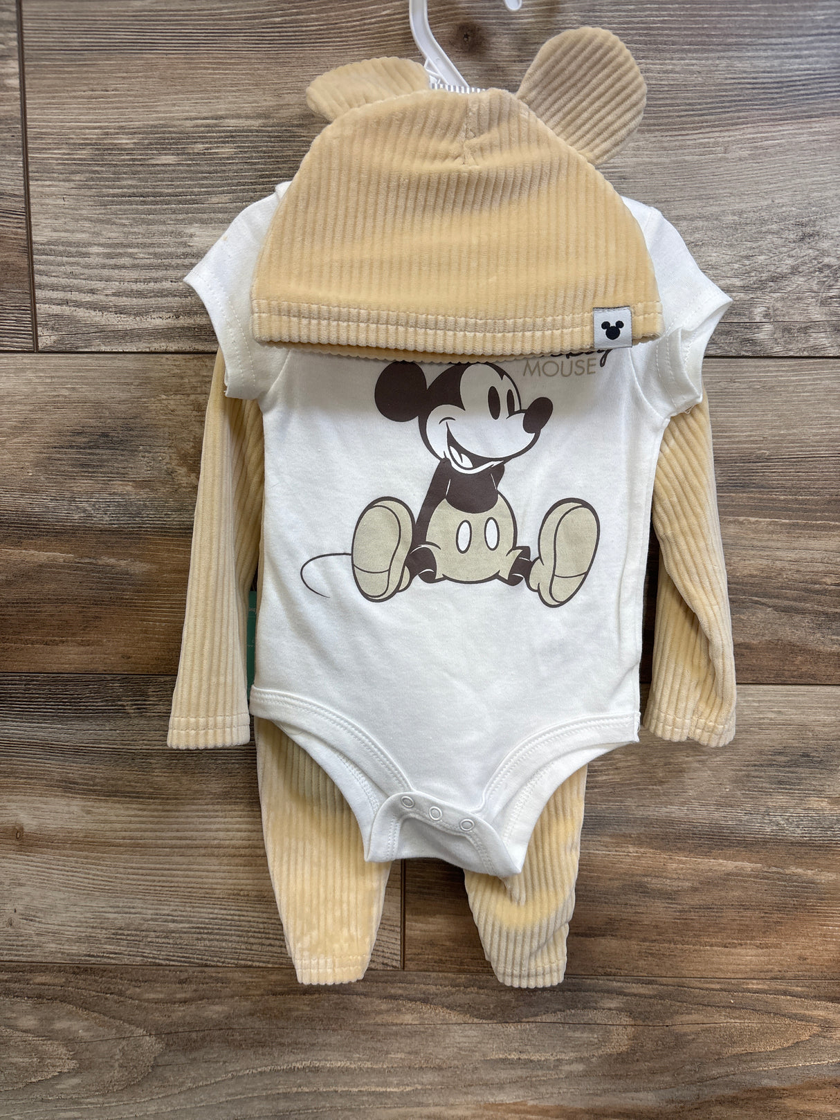 NEW Disney Baby 5pc Mickey Mouse Velvet Gift Set Yellow sz 3/6m