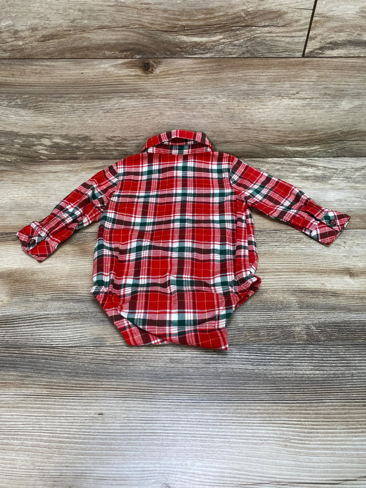 Cat & Jack Plaid Button Up Bodysuit Red sz 3-6m - Me n Mommy To Be