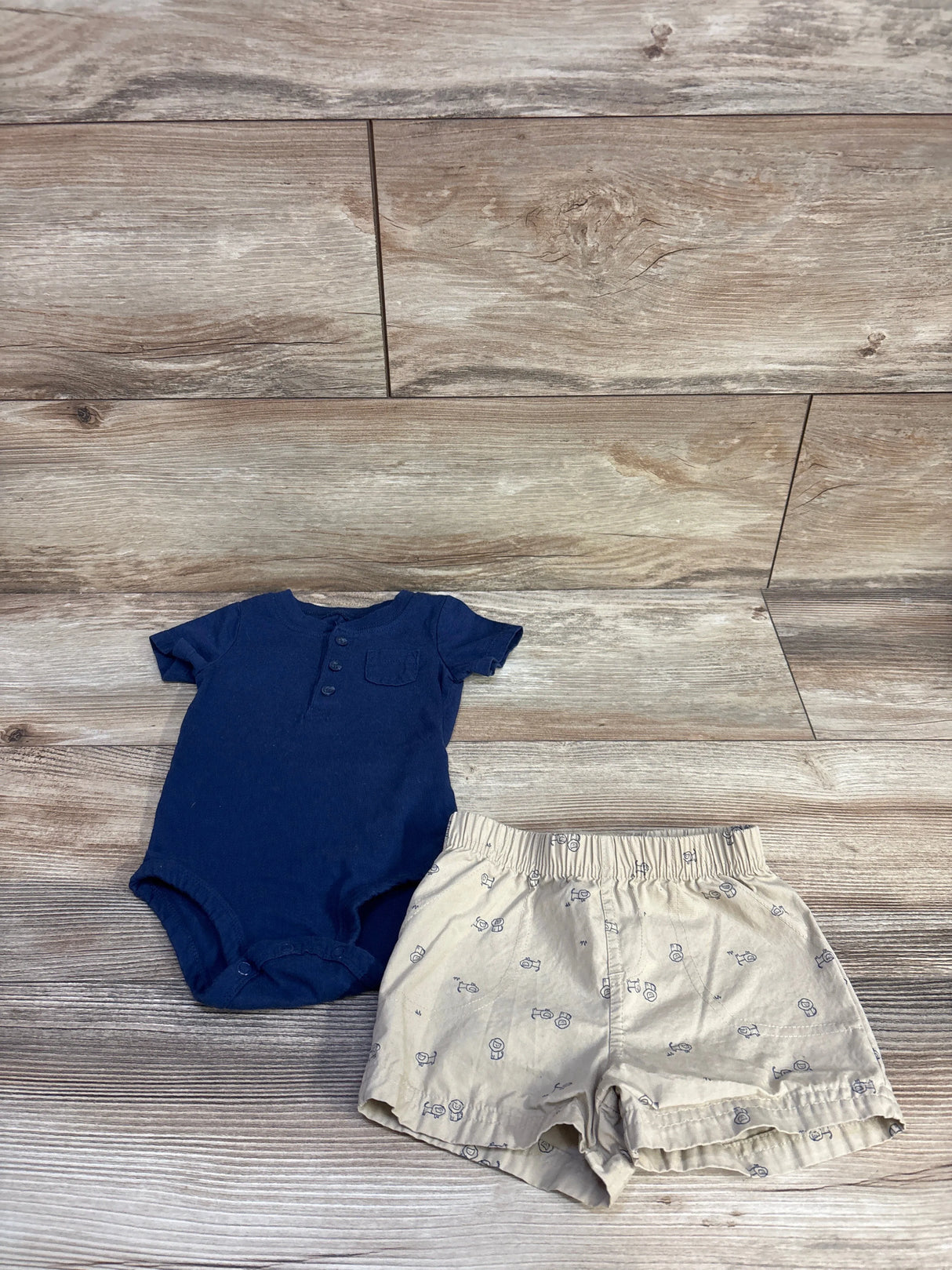 Carter's 2pc Henley Bodysuit & Shorts Set Navy sz 9m